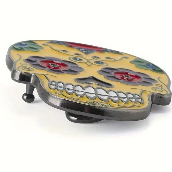 Sugar skull Dia los Muertos skull belt buckle Approximately 3.75 fits 1.… - Picture 3 of 3